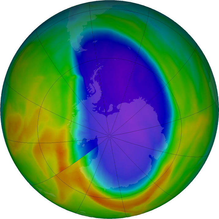 Antarctic ozone map for 02 October 2024